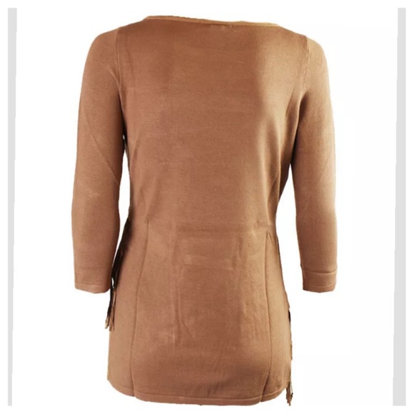 International Concepts Camel Faux-Suede Fringe Top - Picture 9 of 10